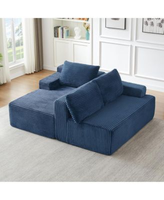 L-Shaped Cloud Sectional Sofa, Deep Seat, Modular Sleeper, Blue