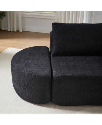 106.3" V-shaped modular sofa set in chenille fabric with pillows & ottomans