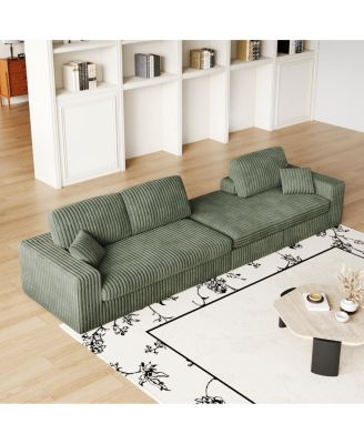 Modern Corduroy Modular Sofa, Recliner Seat, 2-in-1 L-Shaped Sofa with Pillows