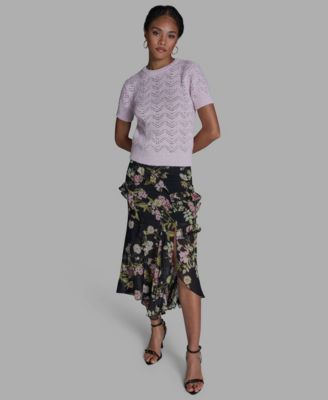 Women's Crewneck Oversized Zig Zag Sweater