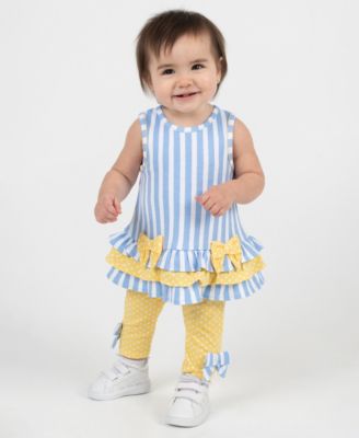 Baby Girls' Striped Ruffle Top and Leggings, 2-Piece Set