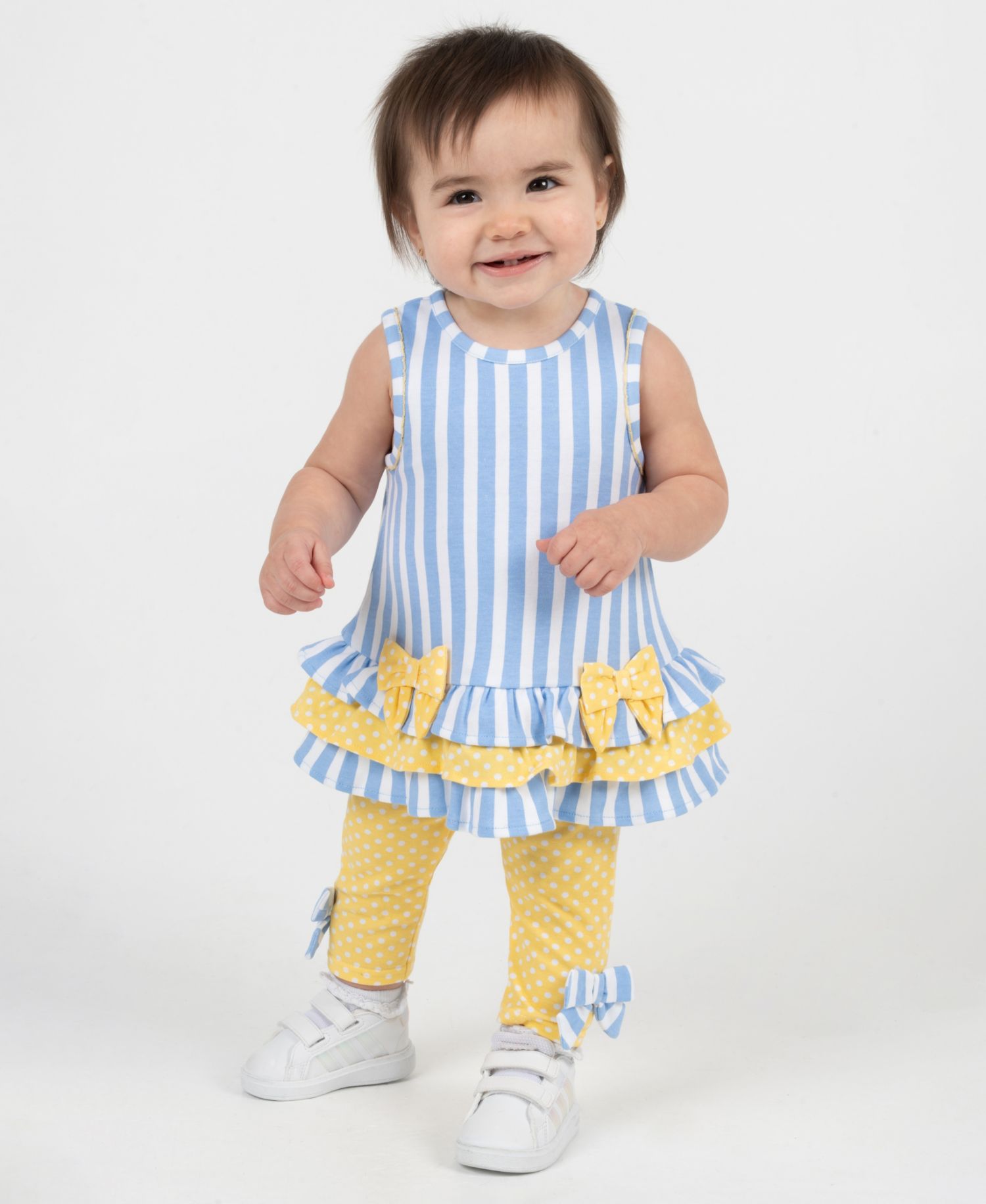 Baby Girls' Striped Ruffle Top and Leggings, 2-Piece Set