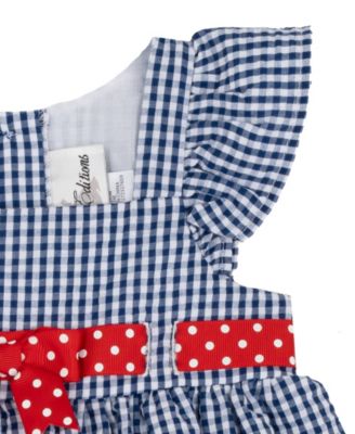 Baby Girls' Navy Flower Applique Round Neck Dress and Panty, 2-Piece Set