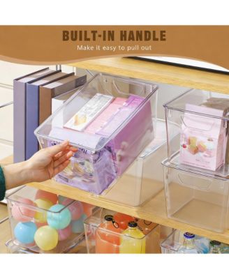 6-pack clear stackable storage bins with handles for home organization