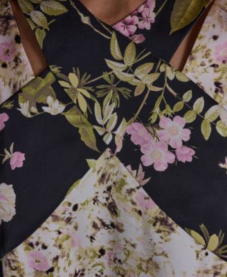 Women's V-Neck Sleeveless Mix Print Top