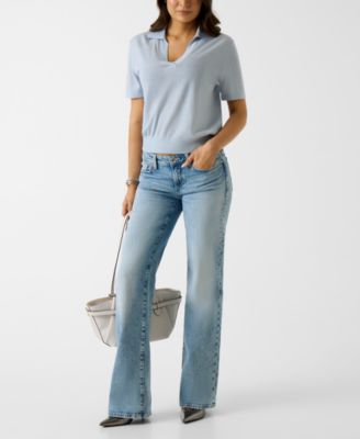 Women's Short-Sleeve Rhinestones Polo Stormi Sweater