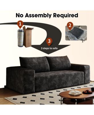 71" 3-Seater Corduroy Sofa, Deep Seat Loveseat, No Assembly