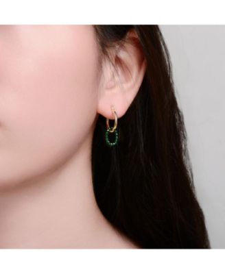 Colored Beaded Modern Hoop Earrings in 14K Gold Plated