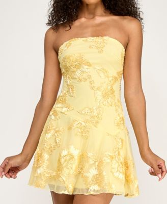 Juniors' Asymmetrical Strapless Dress