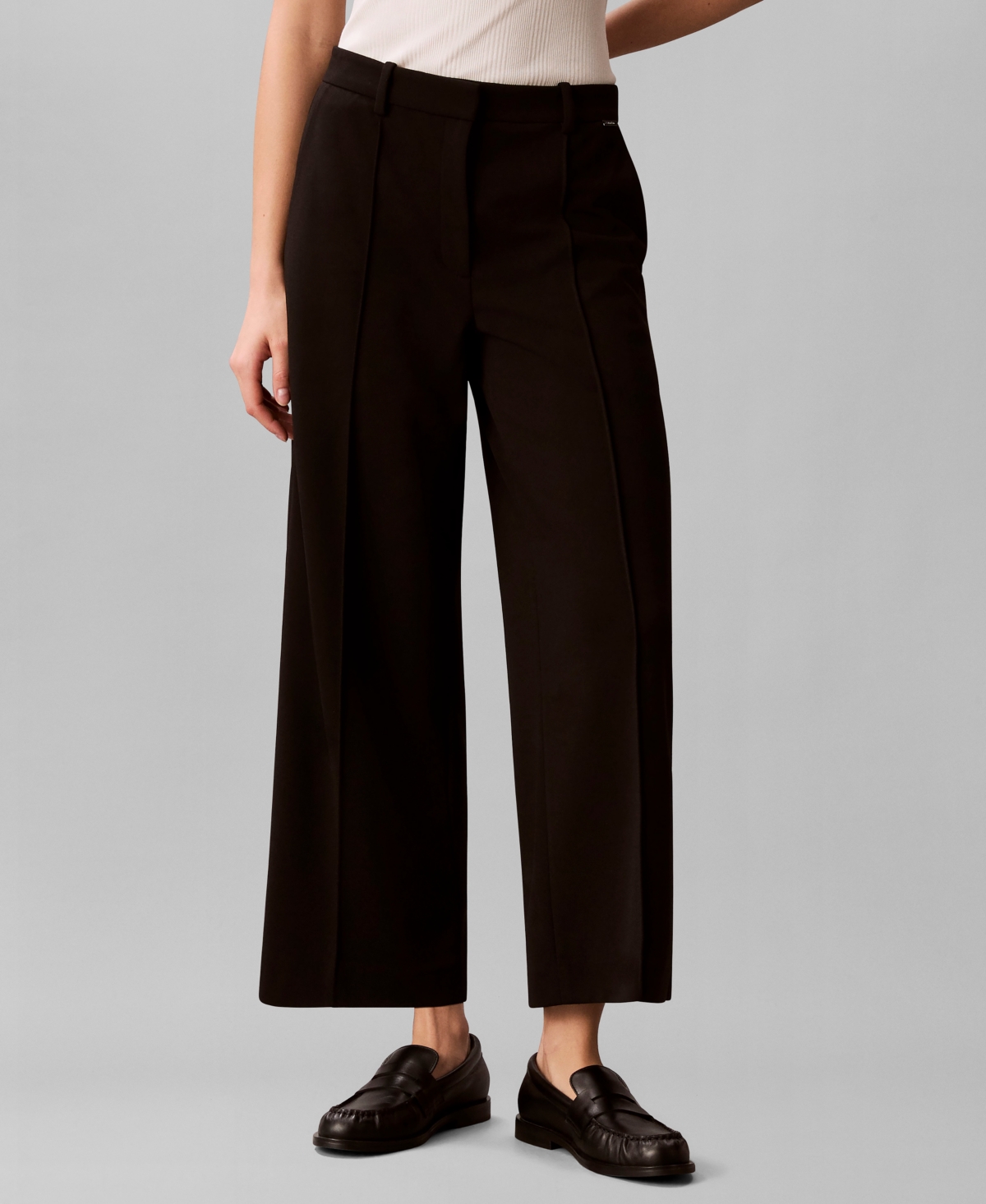 Calvin Klein Women's High Rise Cropped Wide Leg Pants