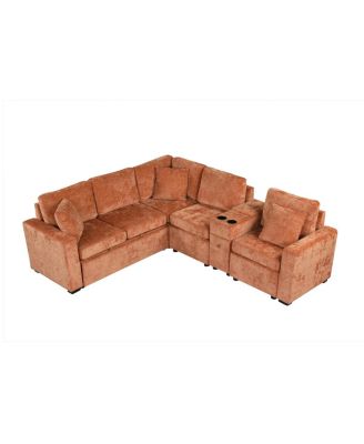 L-shaped Convertible Sofa Bed Modular Sectional with Pull-Out Bed