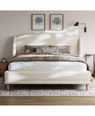 California King Boucle Upholstered Bed Frame