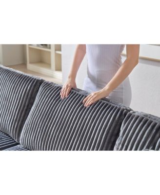 Double-seater Corduroy Sofa, Dark Gray