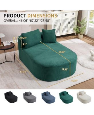 67.5" Chaise Lounge Indoor Corduroy Oversized Sleeper Sofa