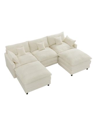 Seven-piece sofa set with console, coffee table & 6 pillows