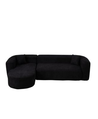 Luxury Modern Curved Sectional Sofa, Chenille, 2 Pillows, L-Shape Cloud Couch (Left Chaise, Black)