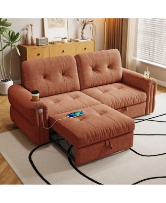 Multi-functional 80.4" Chenille convertible sofa bed for living rooms/bedrooms.