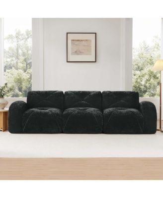 Boneless Tufted Velvet Modular Sectional Sofa Couch - Black