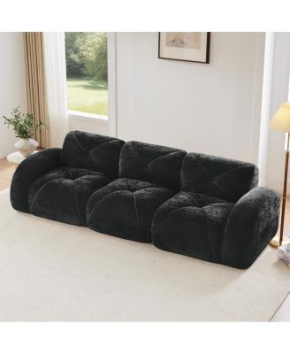 Boneless Tufted Velvet Modular Sectional Sofa Couch - Black