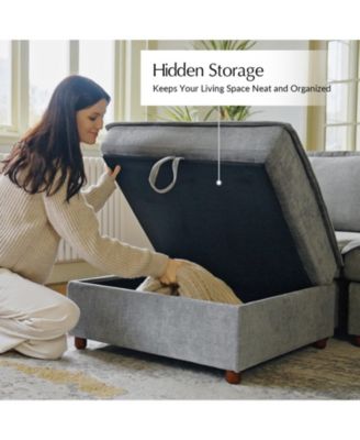Buelow 88” Modern Storage Sofa With Charging Station And Middle Storage Compartment