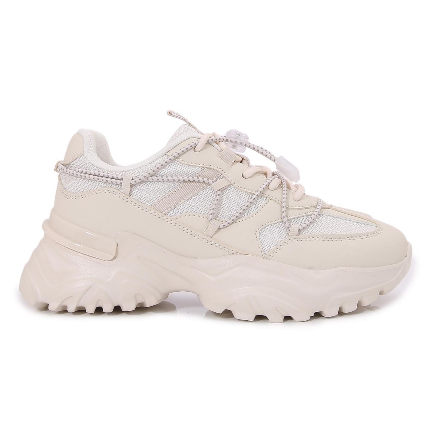 Женские кроссовки BERNESS Branch Mixed Material Lace-Up, цвет: Бежевый — фото 2