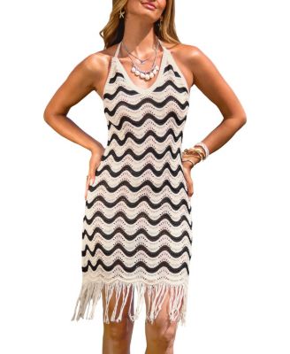 Women's Seasational Striped Cover-Up Mini Beach Dress