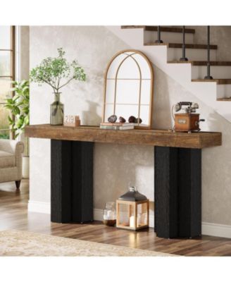 63-Inch Console Table for Entryway, Farmhouse Entryway Table with Sturdy Legs, Narrow Long Sofa Console Behind Couch
