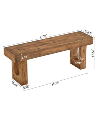 47" Long Solid Wood Shoe Bench, Farmhouse Indoor Narrow Entryway Bench with Sturdy Legs