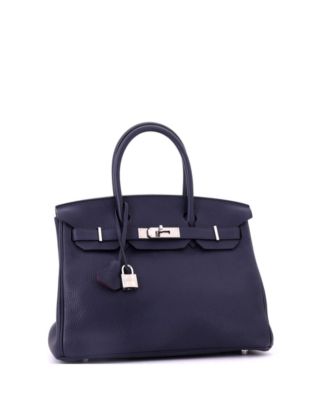Birkin 30 Handbag Verso Clemence with Palladium Hardware
