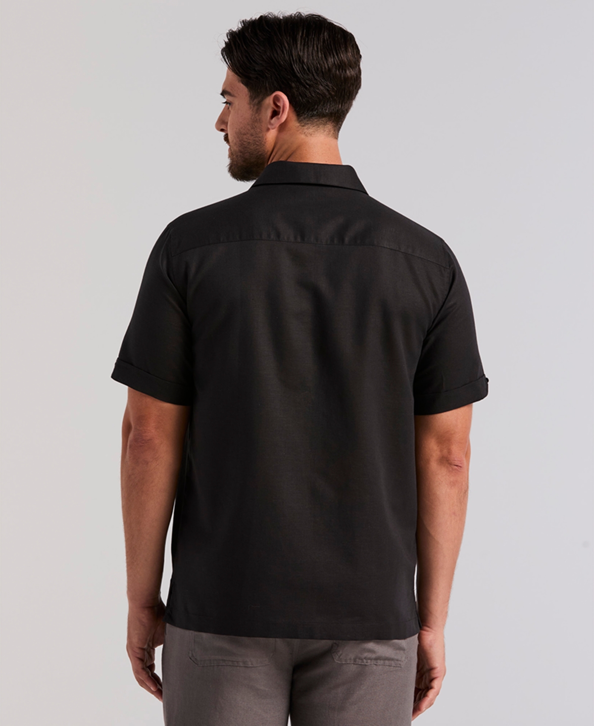 Cubavera Men's Short Sleeve Panel Button-Front Linen Camp Shirt