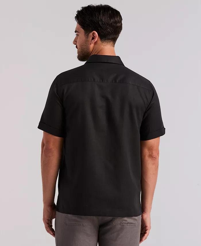 Men's Short-Sleeve Panel Button-Front Linen Camp Shirt - thumbnail 5