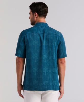 Men's Medallion Palm Print Short-Sleeve Button-Down Shirt