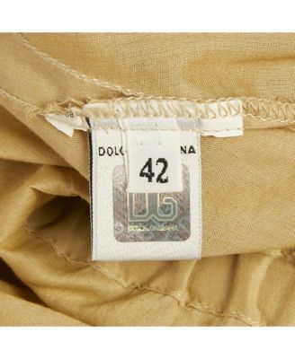 Women's Pre-Owned D&g Khaki Cotton & Suede Fringe Detail Sleeveless Top