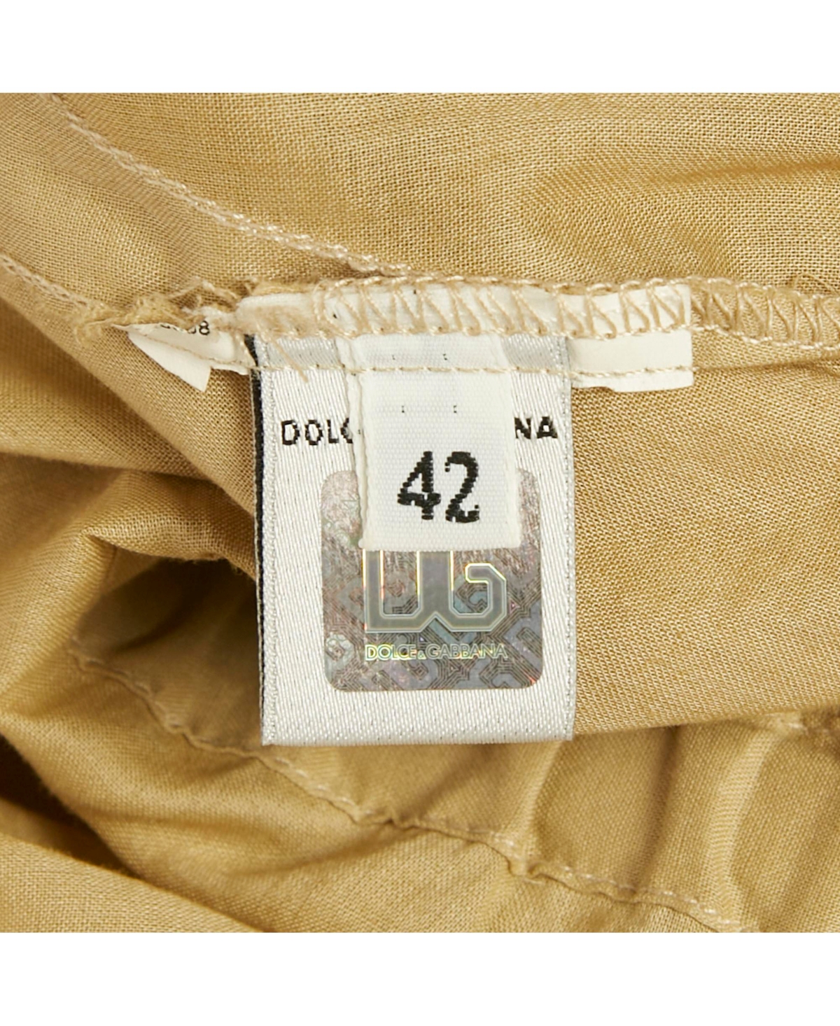 Pre-Owned Dolce & Gabbana Women's Pre-Owned D&g Khaki Cotton & Suede Fringe Detail Sleeveless Top