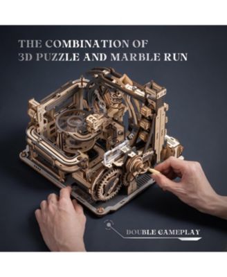 3D Puzzles for Adults, Model Kits Marble Spaceport, Marble Run Brain Teaser Wooden Puzzles Building Toy, Desk Decor Creative Birthday Gifts