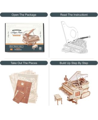 AMK81 Magic Piano 3D Puzzles Adults-Mechanical Musical Instrument-Wooden Music Box Puzzle Kit to Build-Aesthetic Desk Decor Unique Gift