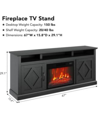 Electric Fireplace TV Stand for up to 65", Entertainment Center with 23" Electric Fireplace Remote Control, TV Console Stand Cabinet