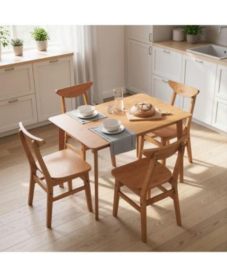 5-Piece Solid Wood Dining Table Set Kitchen Table and Chairs