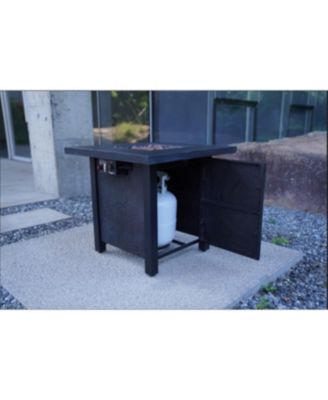 28 Inch Square Outdoor Propane Fire Pit Table 50000 BTU CSA Certified Charcoal Texture Rattan Weave Grain