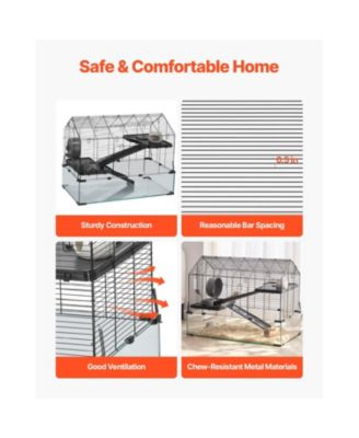 Panoramic Cat Cage - Two-Story Wire Habitat for Play & Rest