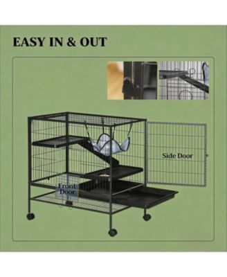 Mobile Cat Hutch - Secure Outdoor Wooden House on Wheels