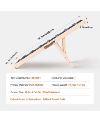 Foldable Wooden Dog Ramp for Bed & Couch - Adjustable 39" Pet Ramp for All Dogs/Cats