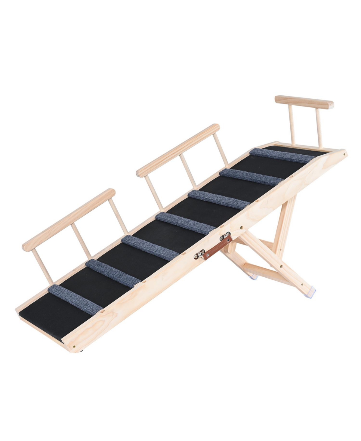 Aostirmotor Foldable Wooden Dog Ramp, Adjustable 47" for Bed & Car, Pets up to 27in Height
