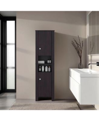 Navassa Bathroom Cabinet, 2 Doors, 6 Shelves, Black Wengue