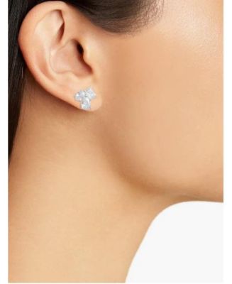 Multi Shape Silver Studs Emerald Oval and Pear Shape Cubic Zirconia Moi et Toi Style