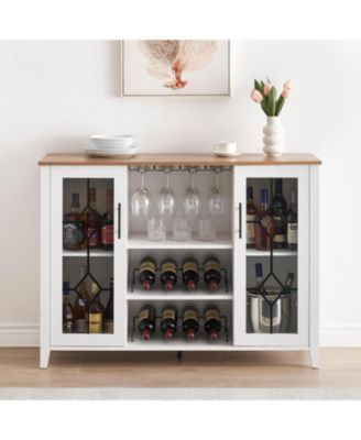 Wine Bar Cabinet with LED Lights, Coffee Bar Storage, Buffet Sideboard for Dining Room & Kitchen