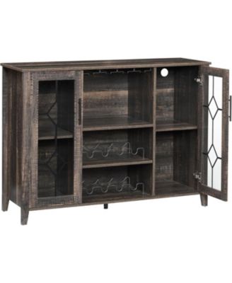 Wine Bar Cabinet with LED Lights, Coffee Bar Storage, Buffet Sideboard for Dining Room & Kitchen