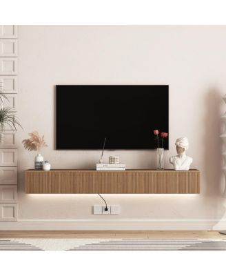 Floating 69" TV Stand with 16 Color LEDs, Modern Entertainment Center