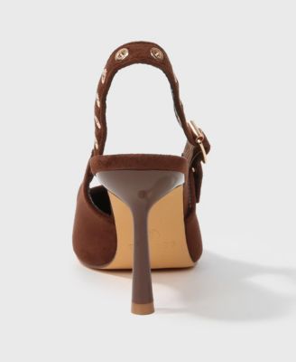 Candes Microfiber Suede Slingback Pumps