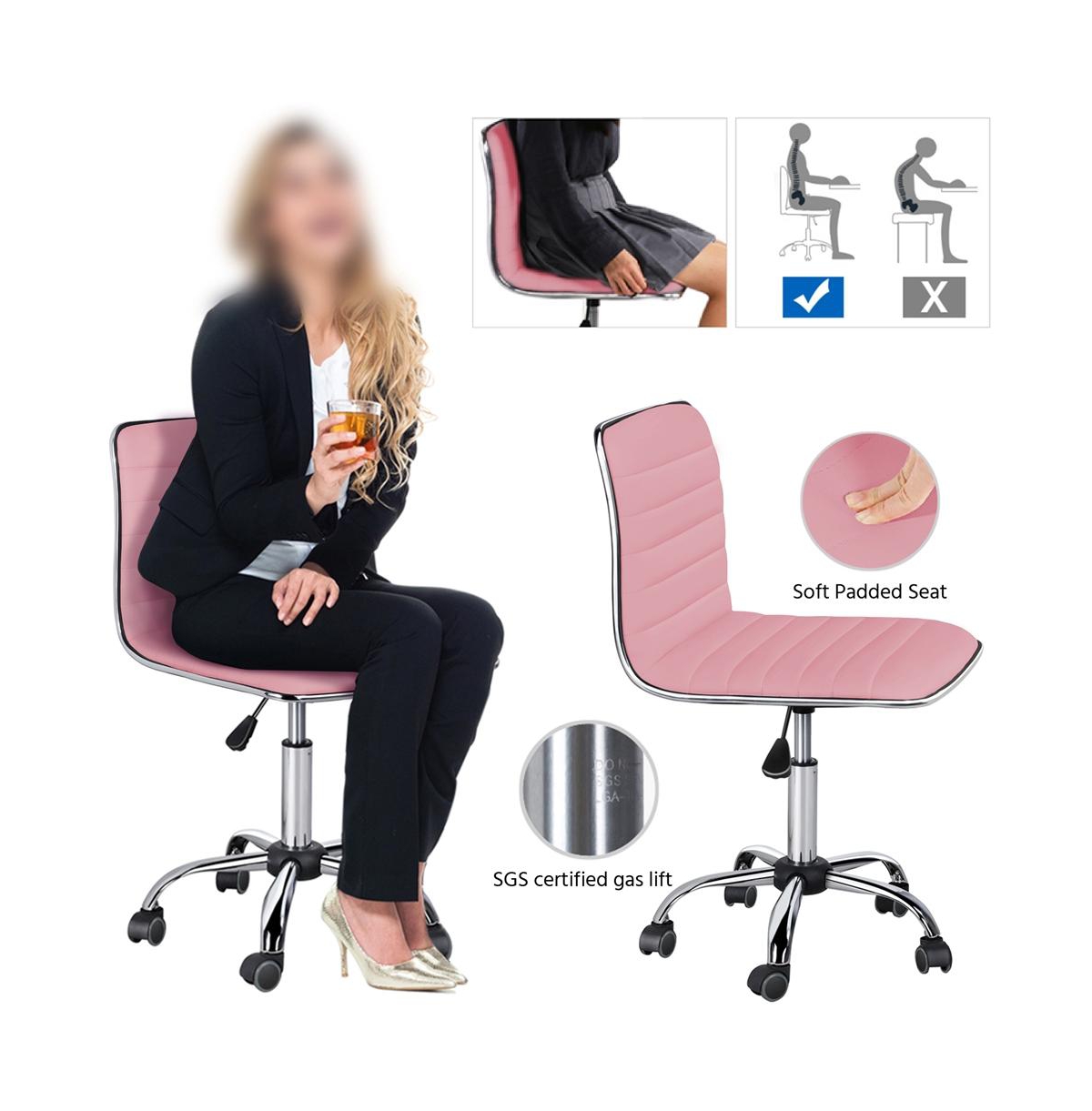 Yaheetech Pu Leather Low Back Swivel Armless Office Chair